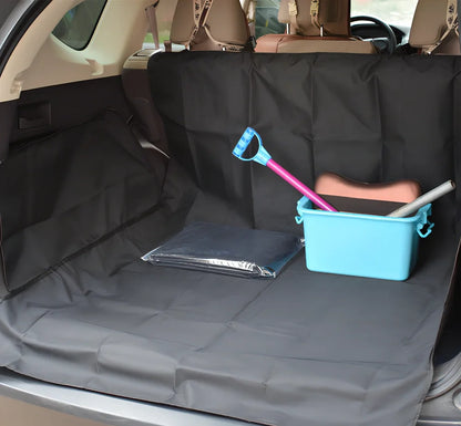 Waterproof dog car boot mat with storage bag and anti-skid net in vehicle