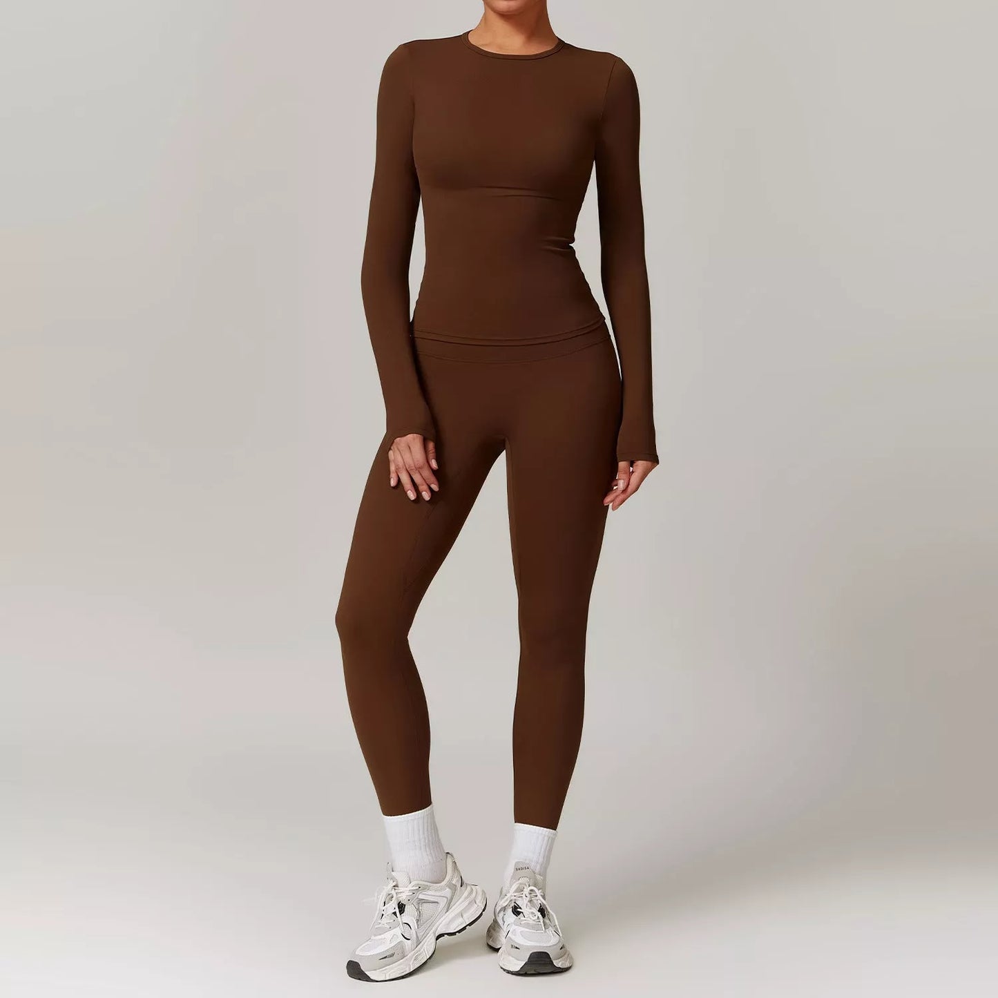 Women's tight-fitting brushed yoga suit in quick-drying nylon-spandex fabric