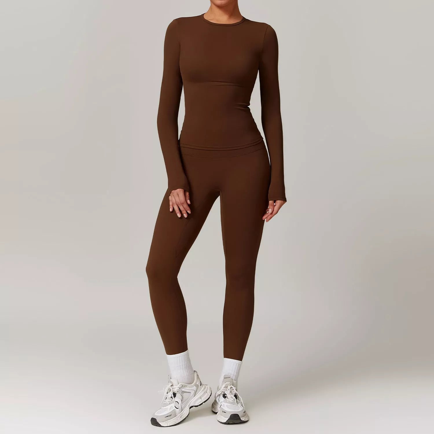 Women's tight-fitting brushed yoga suit in quick-drying nylon-spandex fabric