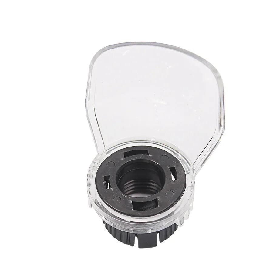 Transparent plastic horn safety cover for Delta angle grinder, showing clear face shield.
