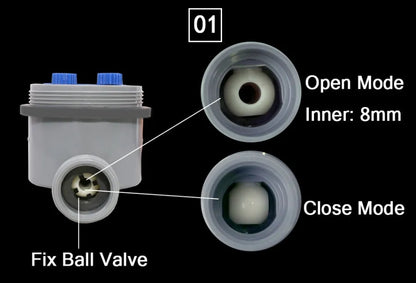 Automatic battery-powered garden water timer with digital display attached to a silver indoor faucet.