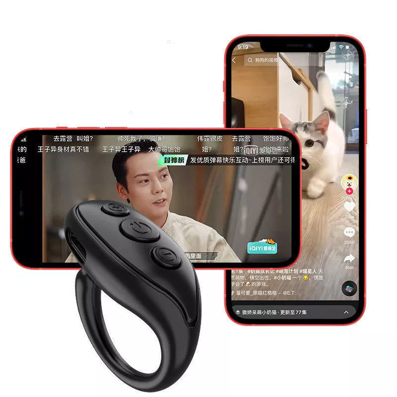 Ring Bluetooth Remote Control for Mobile Phone Self-timer in black, white, or pink