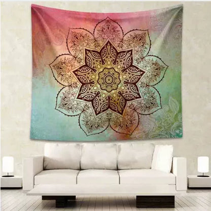 3D digital printing polyester elephant mandala tapestry in vibrant colors
