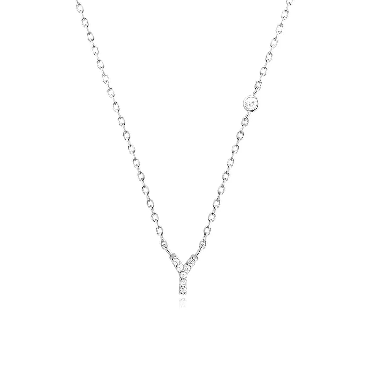 Custom Initial Necklace with sparkling CZ pendant, available in gold or silver finish