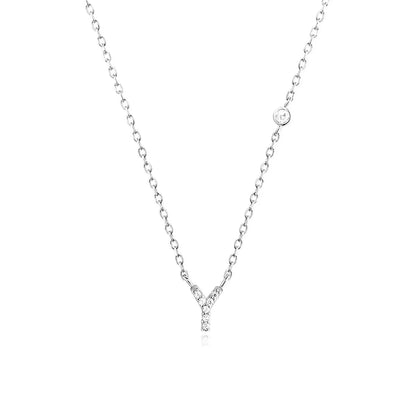Custom Initial Necklace with sparkling CZ pendant, available in gold or silver finish