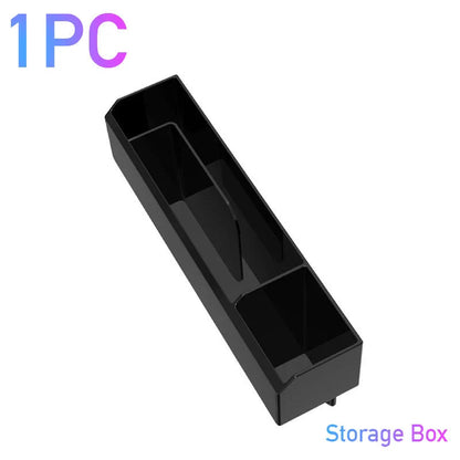 Car organizer with charging ports to store small items and keep devices powered up in vehicle