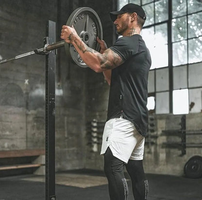 Mens plain gym shirt in cotton spandex blend, available in multiple colours and sizes with optional letter print