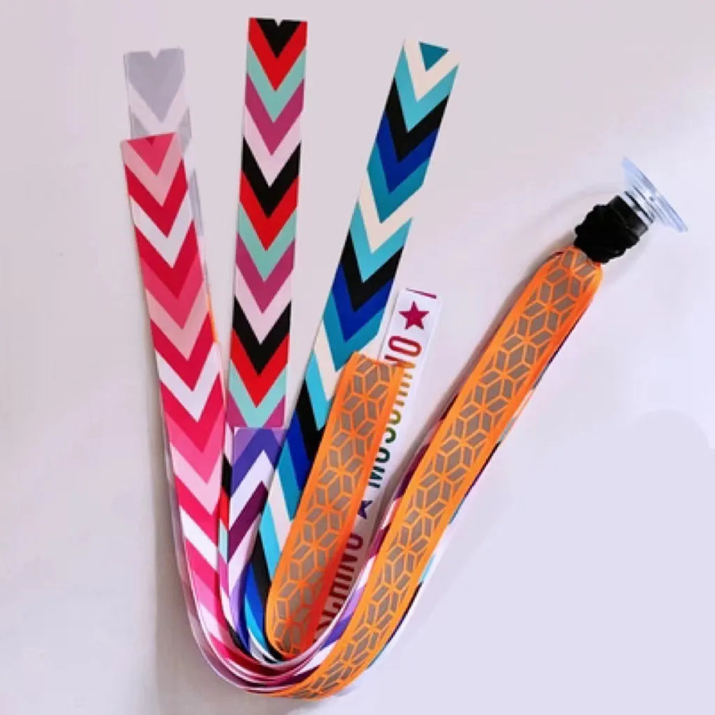 Children's helmet streamer with 60 cm polyester ribbon in colours like apricot and khaki for roller skating and skiing