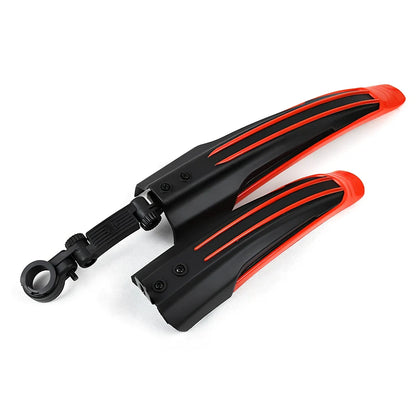 Mountain bike mudguard with 360-degree folding shown in black on 26-inch mountain bike wheel