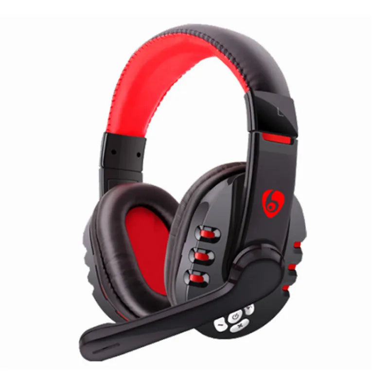 Black wireless Bluetooth headset with 40mm speakers, 300mAh battery, and up to 10m range