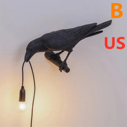 Elegant Resin Bird Wall Lamp illuminating a cozy room with its unique design