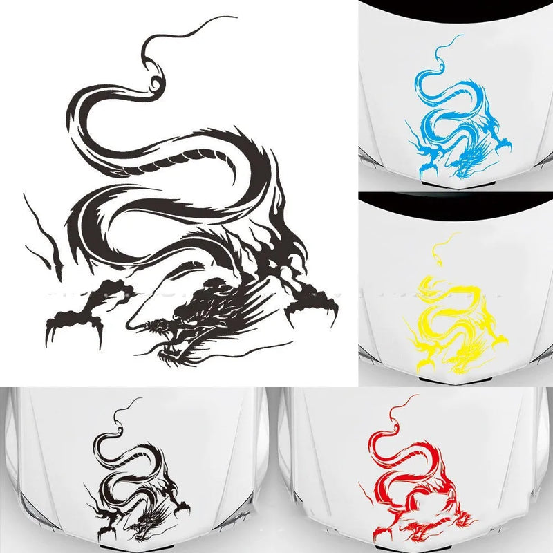 Car sticker body sticker front end modification 50x36 cm PET film dragon design available in black white red yellow blue colour and matte gold options for vehicle personalisation