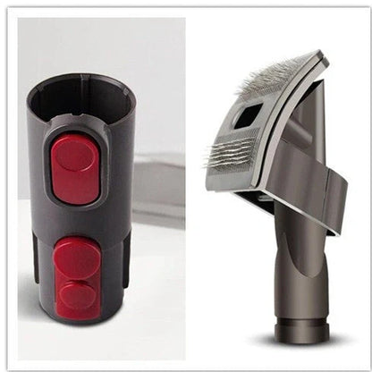 Deep grey pet grooming brush tool with vacuum cleaner attachment measuring 17x10cm