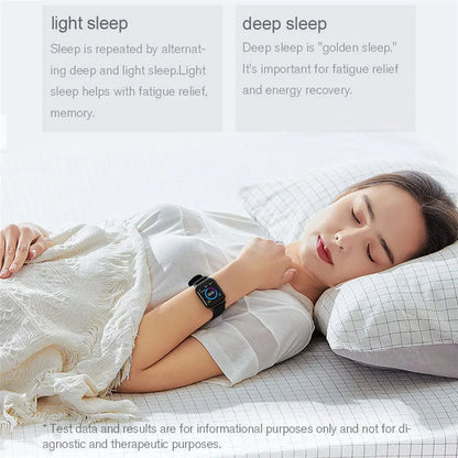 Black waterproof smart bracelet with 1.4-inch screen on a silicone wrist strap.