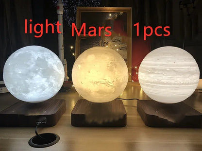 Magnetic levitation moon lamp with 14cm 3D printed moon floating 15mm above a wooden base, touch switch night light