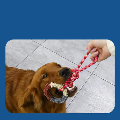 43cm blue braided rope dog toy with knot design for puppy chewing and dental health