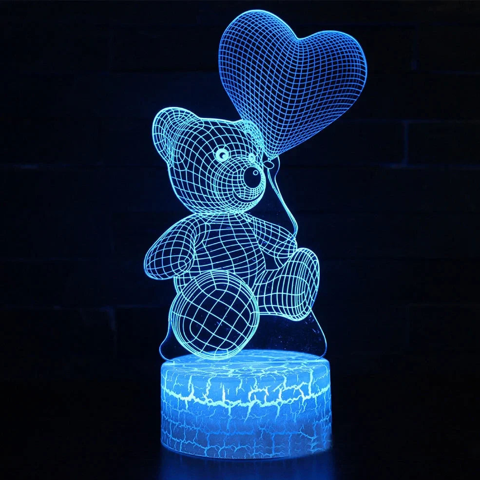 3D bear-shaped LED night light with colourful illumination for corridors and bedrooms