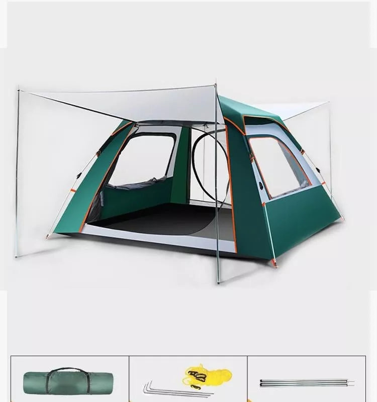 Foldable automatic thickening sunscreen camping tent with fiberglass poles for outdoor adventures