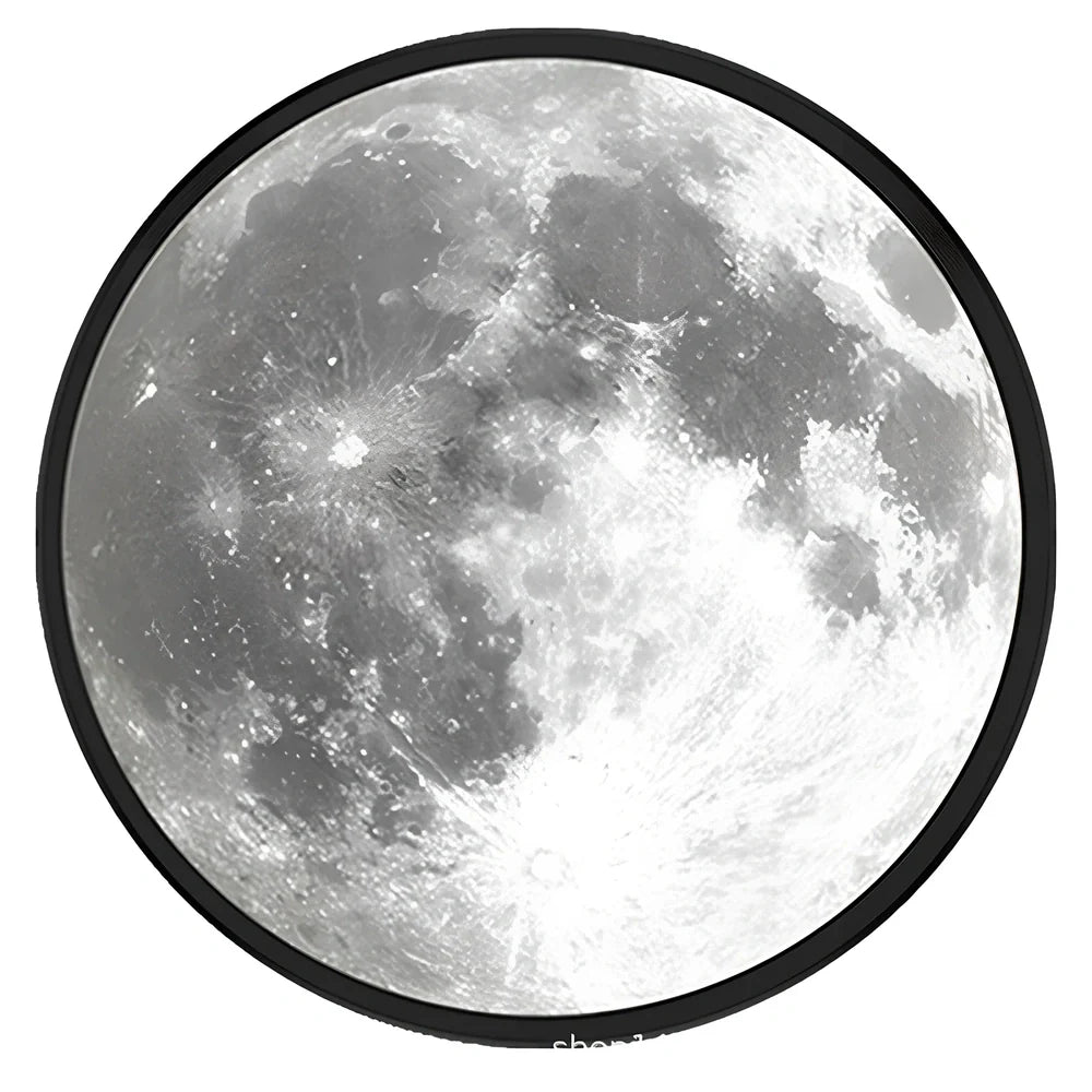 24cm black matt frame LED moon mirror with adjustable white lighting and USB power