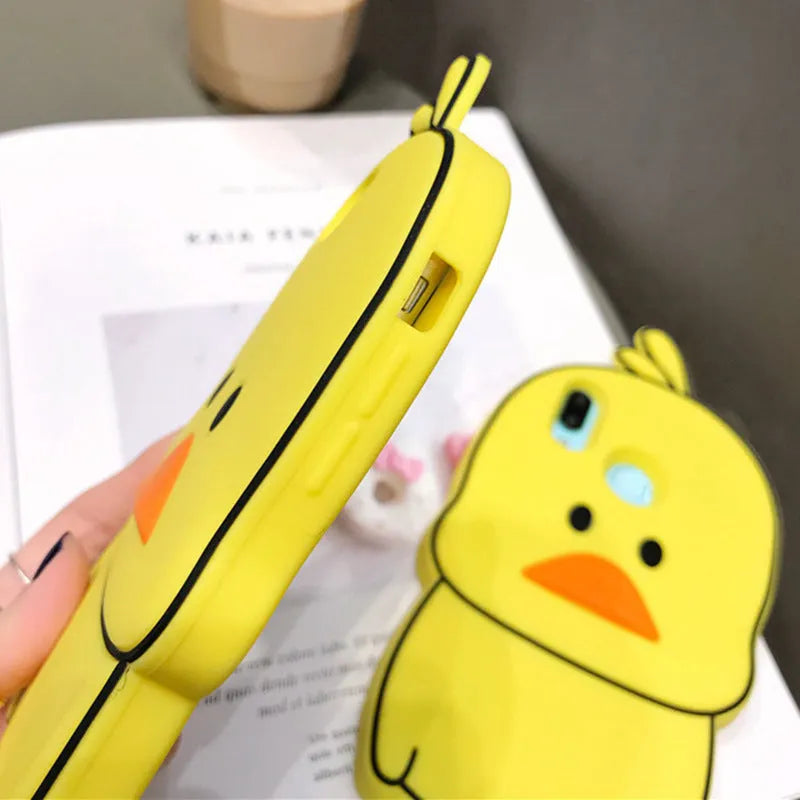 Green silicone iPhone case with animal cartoon design showing drop and waterproof protection features