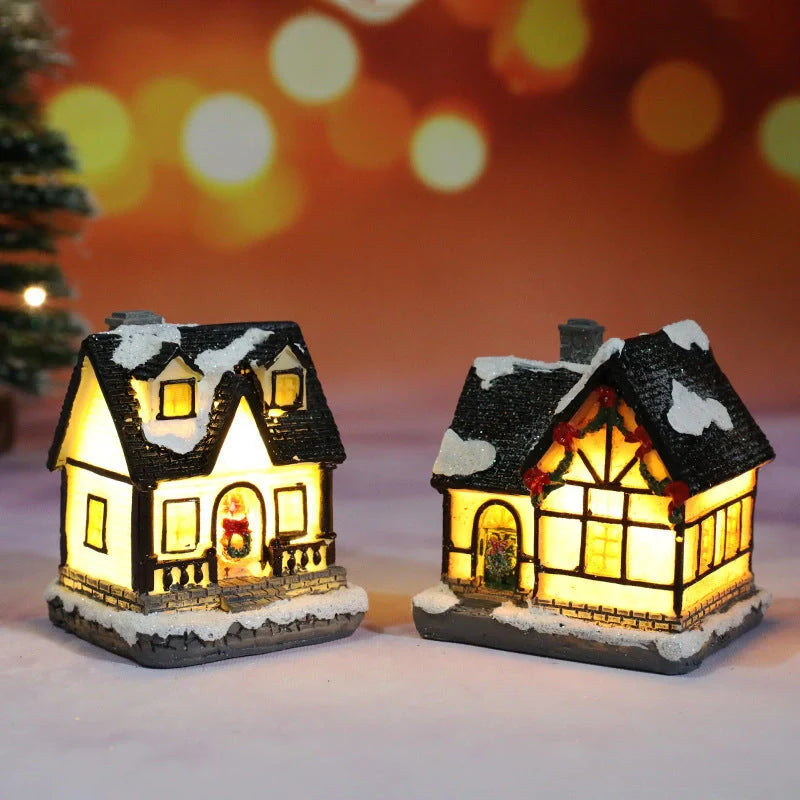 Christmas Micro Landscape Resin House Ornament with detailed festive design