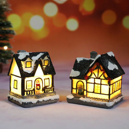Christmas Micro Landscape Resin House Ornament with detailed festive design