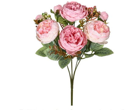 Silk artificial peony bouquet in champagne colour for wedding or home decoration
