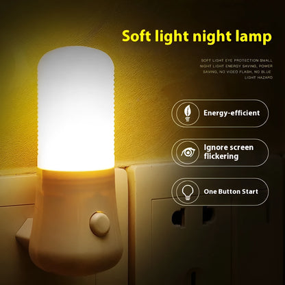 Minimalist plug-in bedside night light with dual colour options and compact square design