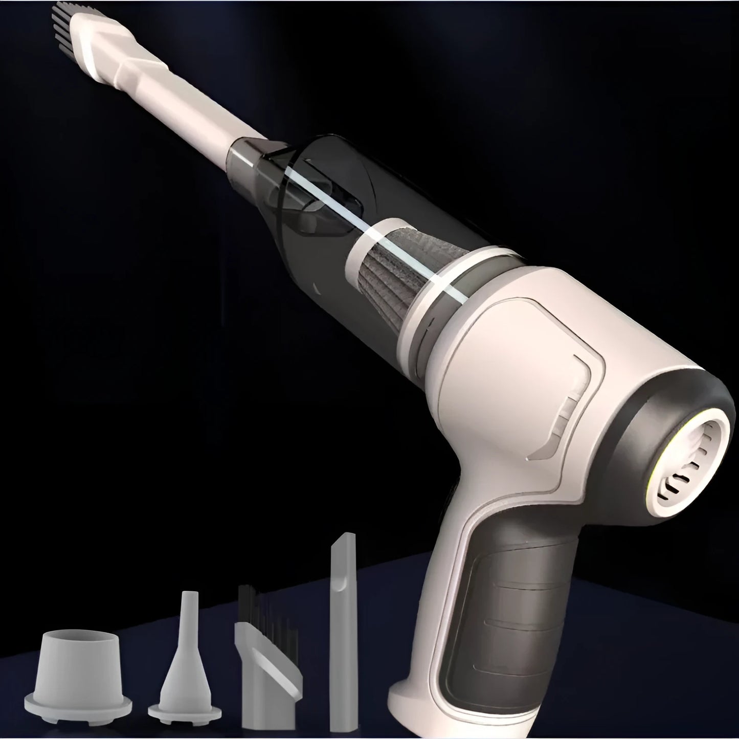Brushless gold style wireless handheld car and pet vacuum cleaner with 200ml dust bucket.
