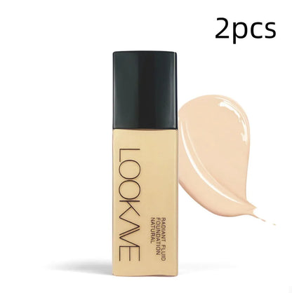 LOOKAVE Matte Liquid Foundation bottle, 21g net content, shown in ivory white shade.