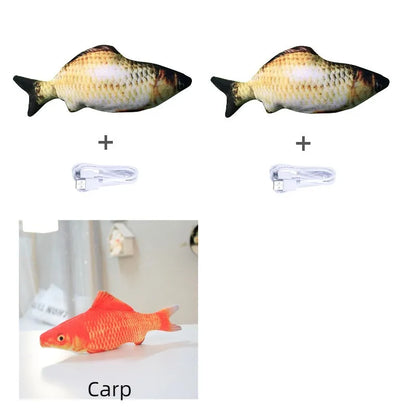 Electronic jumping fish cat toy 30cm length USB rechargeable multicolour PP material