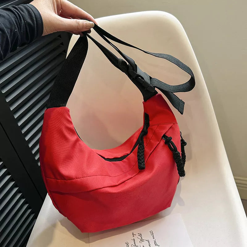Korean Underarm Tote Bag in black, red, white, and khaki with mobile phone pocket