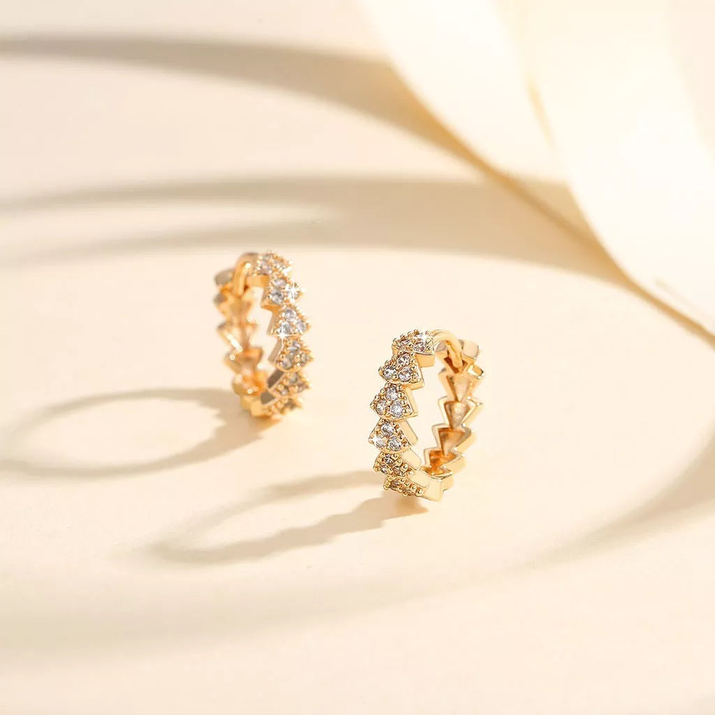 Copper-plated gold inlaid zircon stud earrings for women, color YN007