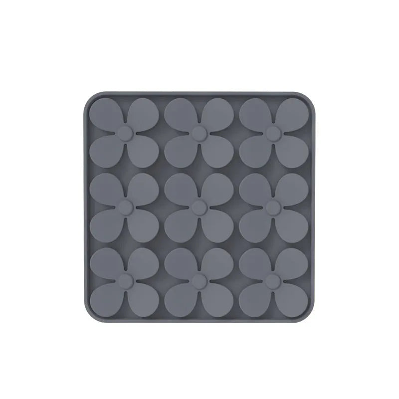 Washable silicone dog sniffing pad in green, blue, beige, or grey for pet treat-hiding play