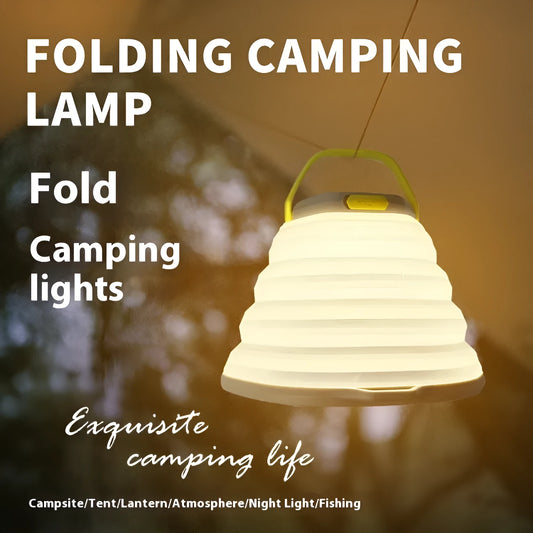 White camping lamp with 2000mAh rechargeable battery and single-key switch for tent lighting