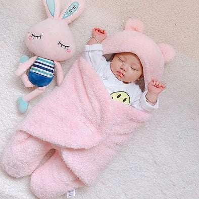 Baby Hold newborn swaddle sleeping bag with lamb wool fabric in blue colour option