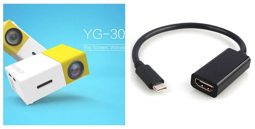 Compact black HD 1080P mini digital projector showing front projection design