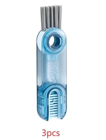 Transparent green 3-in-1 cup lid cleaning brush with spiral design for hard-to-reach crevices