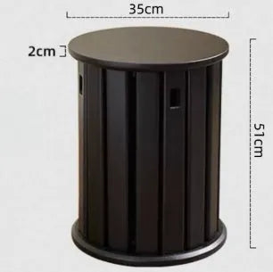 Stackable iron dining stool with round seat in modern design, showing graphic customisation option