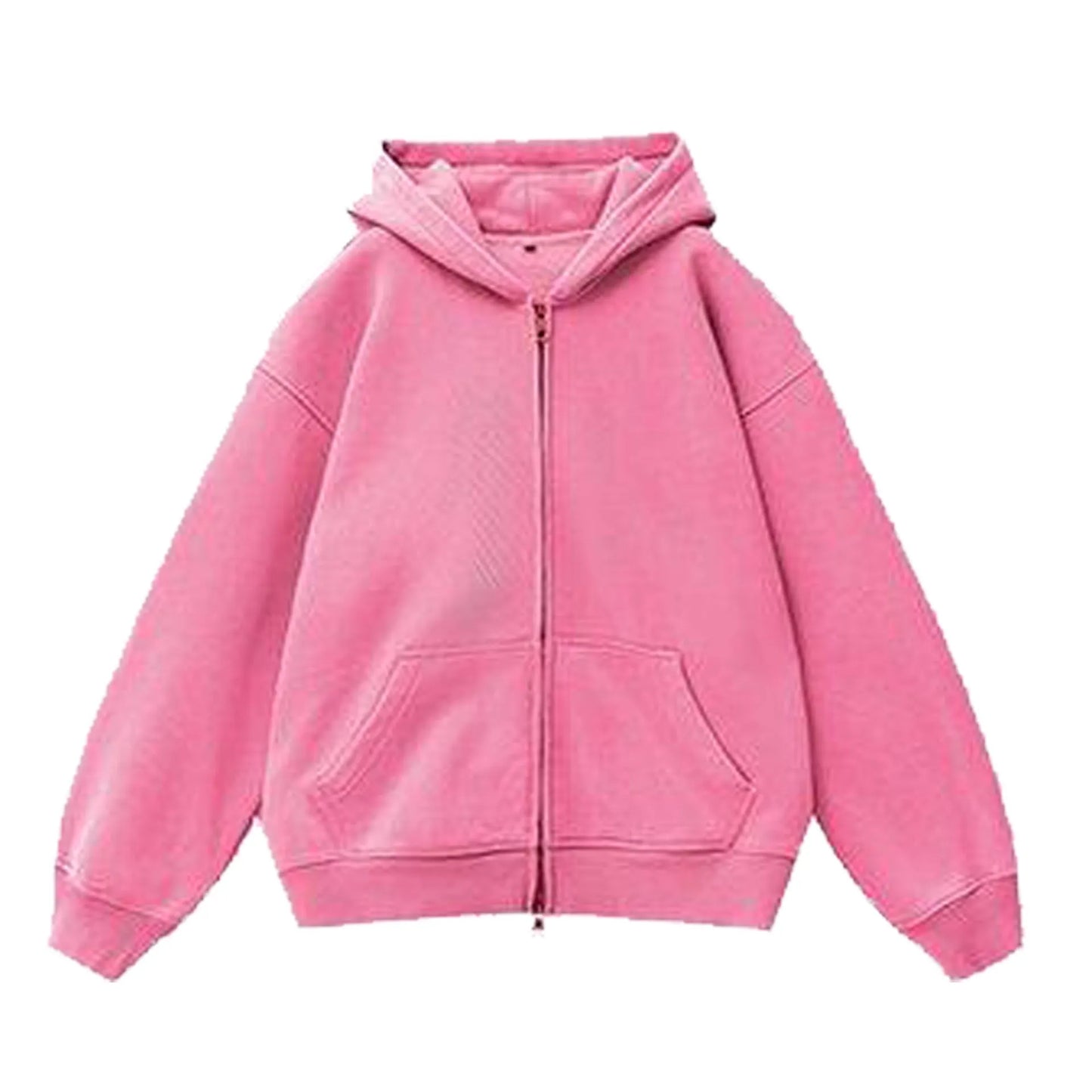 Women's fleece-lined distressed hooded cardigan sweater in loose fit with patch pockets