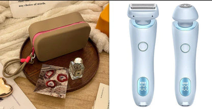 Cordless women's electric shaver with specialized square foil head and hypoallergenic blades for smooth, hair-free skin