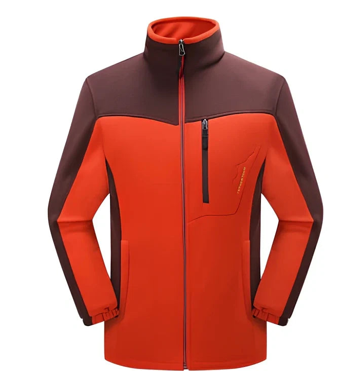 Contrasting polar fleece couple cardigan in deep blue male with colour blocks, size XL, 100% fleece for winter warmth