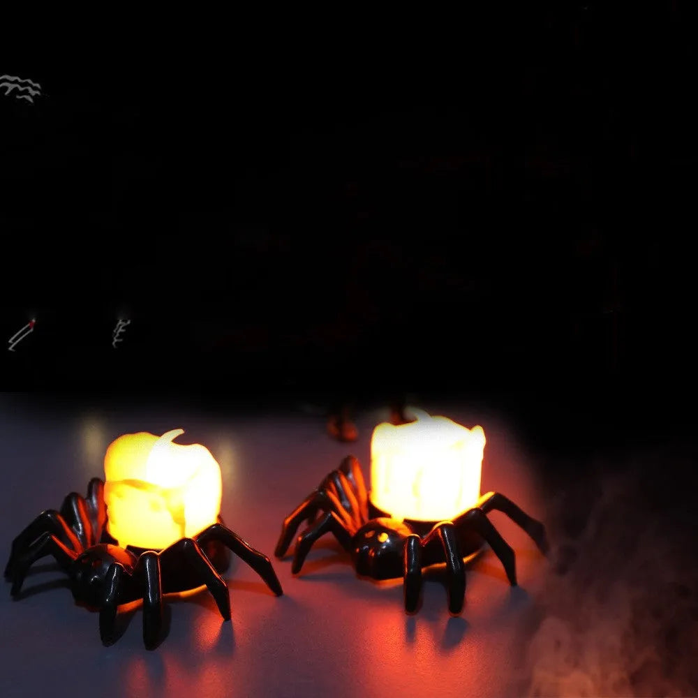 Halloween spider candlestick ornament with plastic construction for party atmosphere decoration