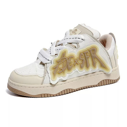 Minimalist skate shoes in white and black, black and red, and sky colors with breathable mesh lining