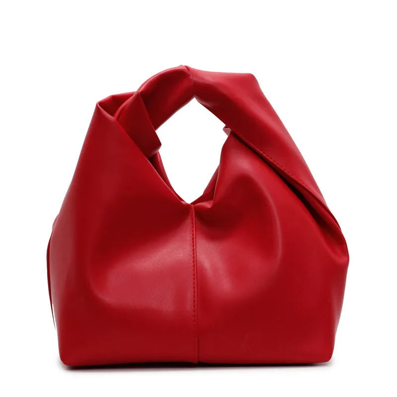 Women's dumpling-shaped casual handbag in PU with folded stitching and sandwich pocket