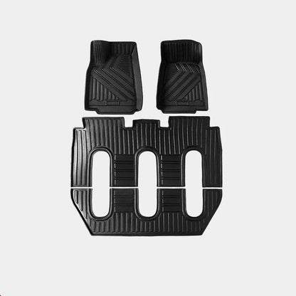 Waterproof TPE car mats for Tesla Model X showing tailbox and cabin protection