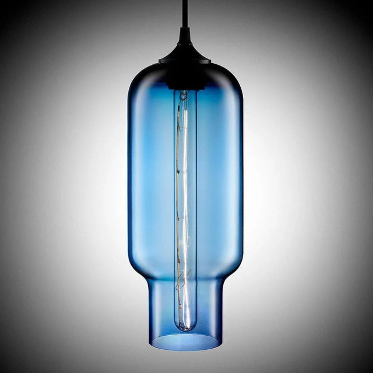 Nordic Modern Loft Pendant Lamp with adjustable height and glass body in various colors