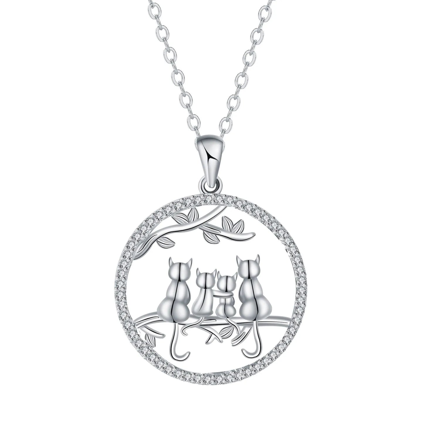 Copper necklace with a four kitten pendant on a cross chain, length 50 cm.