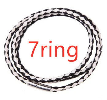 Personalized men's braided leather bracelet with stainless steel beads and custom name charm