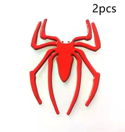 Three-dimensional metal spider bumper sticker in zinc alloy measuring 7cm by 5cm